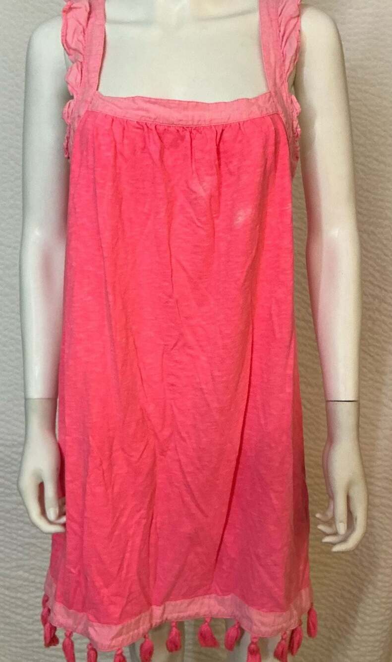 Vineyard Vines Dress Size M Pink Ruffle Tassel Swim Cover-Up AS/IS
